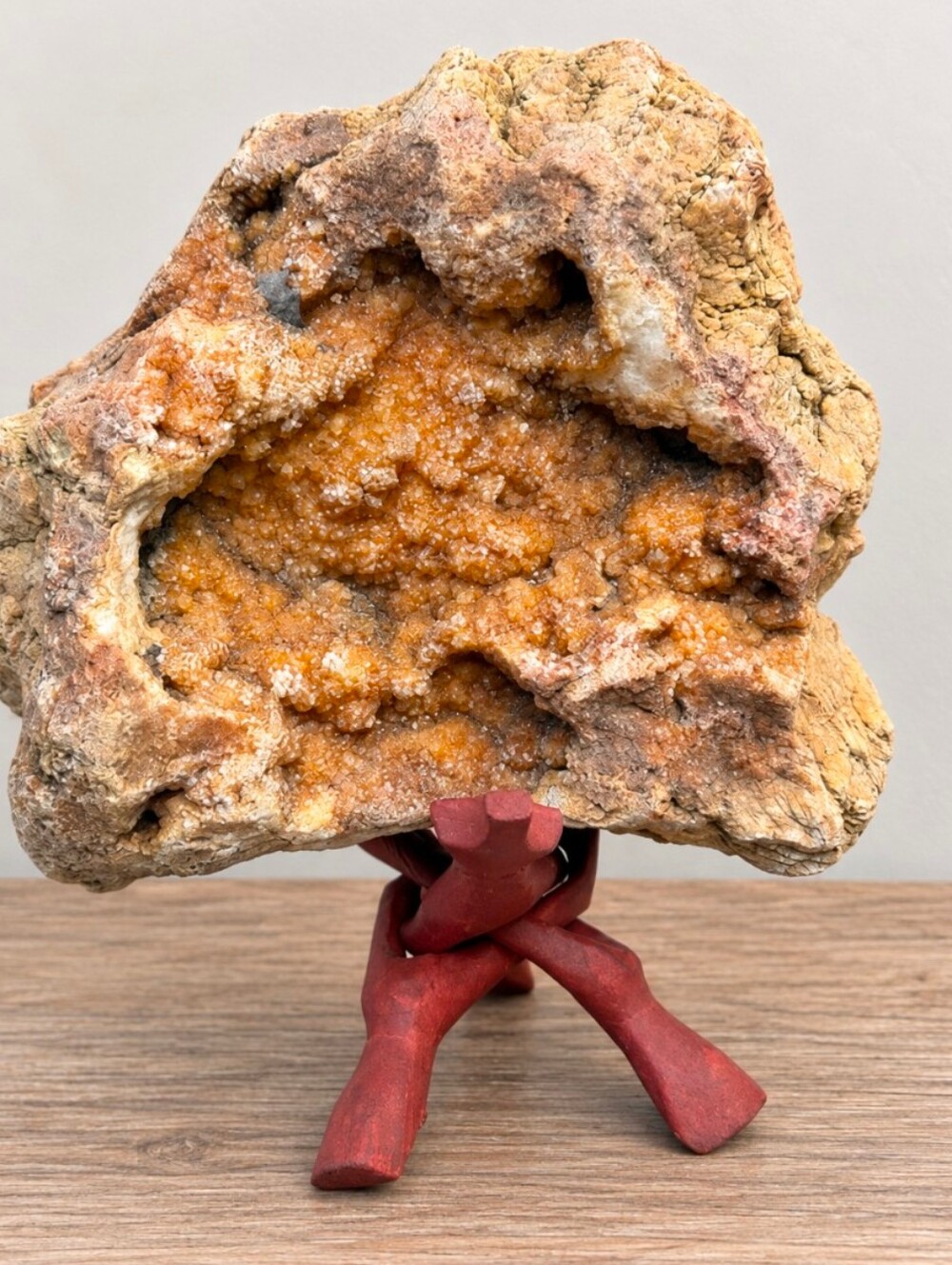 Huge Druzy Crystal | 6" Wooden Tripod Stand